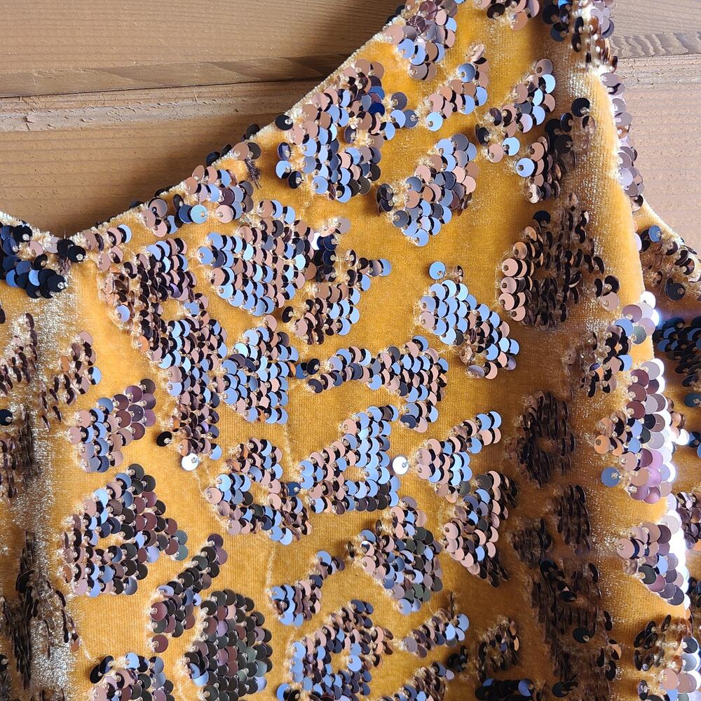 Anthropologie Esther Sequin Tank Top NWT XS Velvet Leopard Boho Blouse Shirt Y2K - Picture 5 of 5